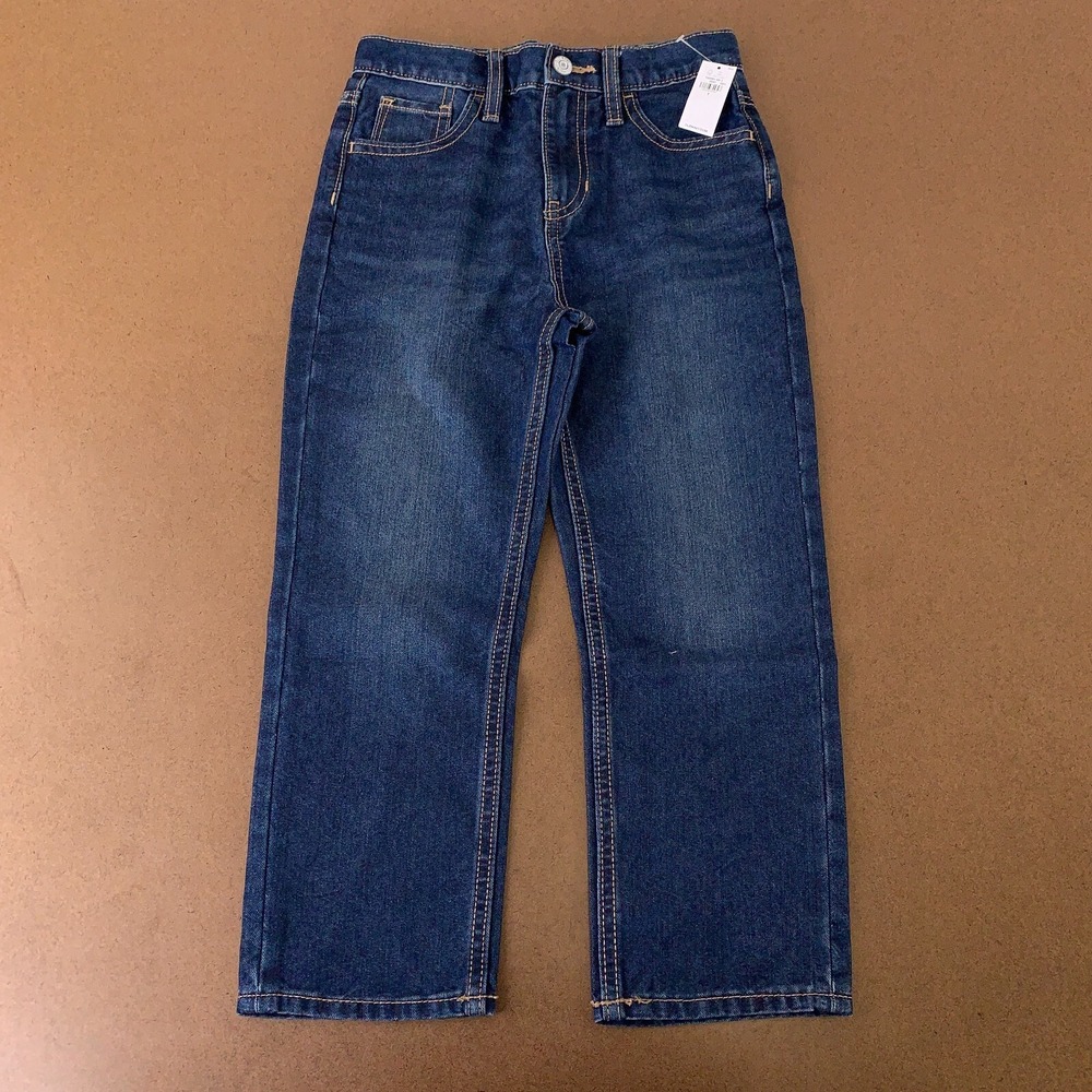 Old Navy Girls Size 7 Dark Wash Denim High-Waisted Slouchy Straight Jeans NWT - Picture 1 of 5